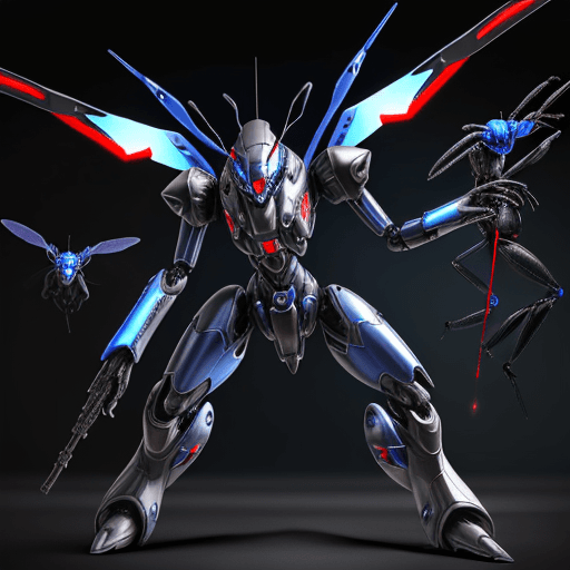 AI generated: 100 the army, max epic, blue ant army with silver armor invasion the planet, gun fire each other wit...