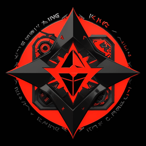 AI generated: Logo gaming wear, concept, KING, nonagon, colour black and red and orange, gaming, dynamic, iconic, ...