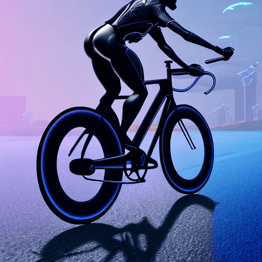 AI generated: A time trial bike, aerodynamic, in synthwave sci-fi setting, synthwave , artstation, intricate detai...