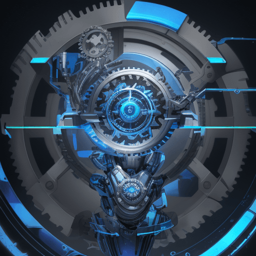 AI generated: a sleek robotic arm delicately holding a cogwheel, symbolizing the harmony between human ingenuity a...