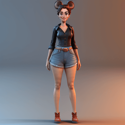AI generated: 3D model reference of a female character in the style of Disney/Pixar