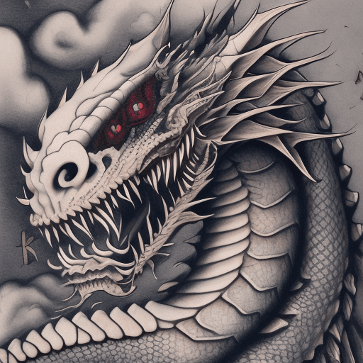 AI generated: japanese dragon tattoo drawing, in the style of matthias jung, kerem beyit, uhd image, authentic dep...