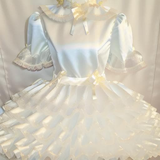 Ivory Ribboned Shiny Satin Dress