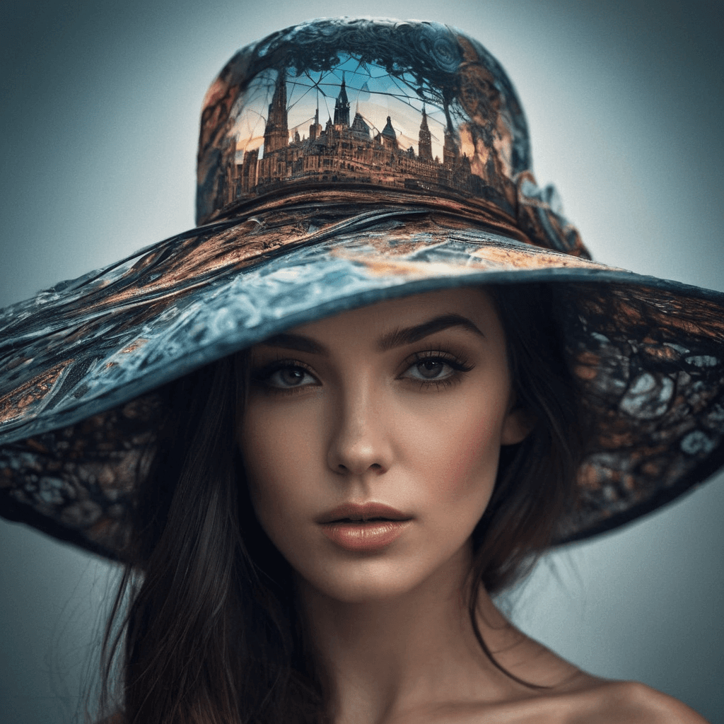 AI generated: mysterious silhouette woman with hat, by Minjae Lee, Carne Griffiths, Emily Kell, Steve McCurry, Geo...