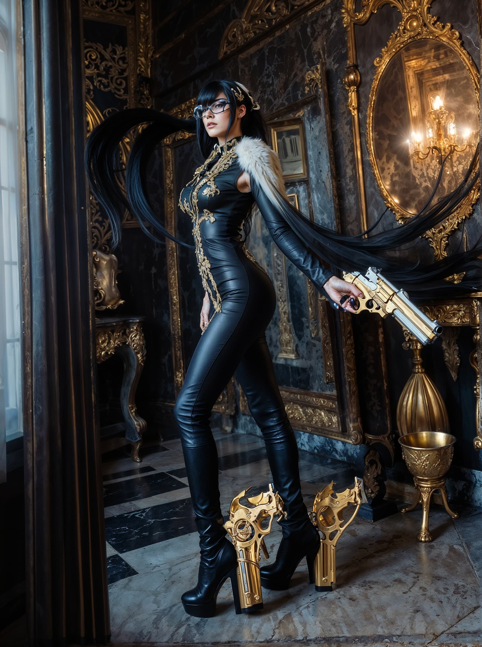 AI generated: A strikingly attractive image of the iconic character Bayonetta, every inch endorsing beauty and pow...