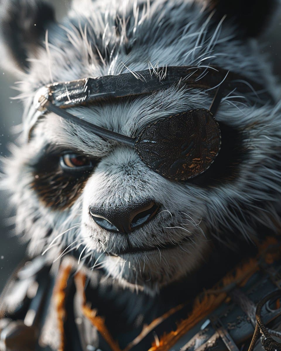 AI generated: Ultra-detailed close-up of a panda's face, styled like a Pixar or DreamWorks character, highlight in...
