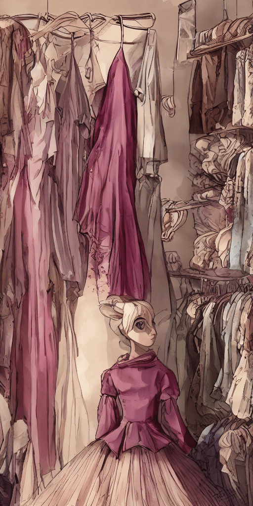 AI generated: The clothes in the wardrobe, the most gorgeous clothes, are confident, radiant, ten times beautiful,...