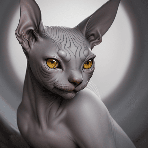 AI generated: **Insanely detailed studio portrait shot photo of intricately detailed beautiful hairless grey sphyn...