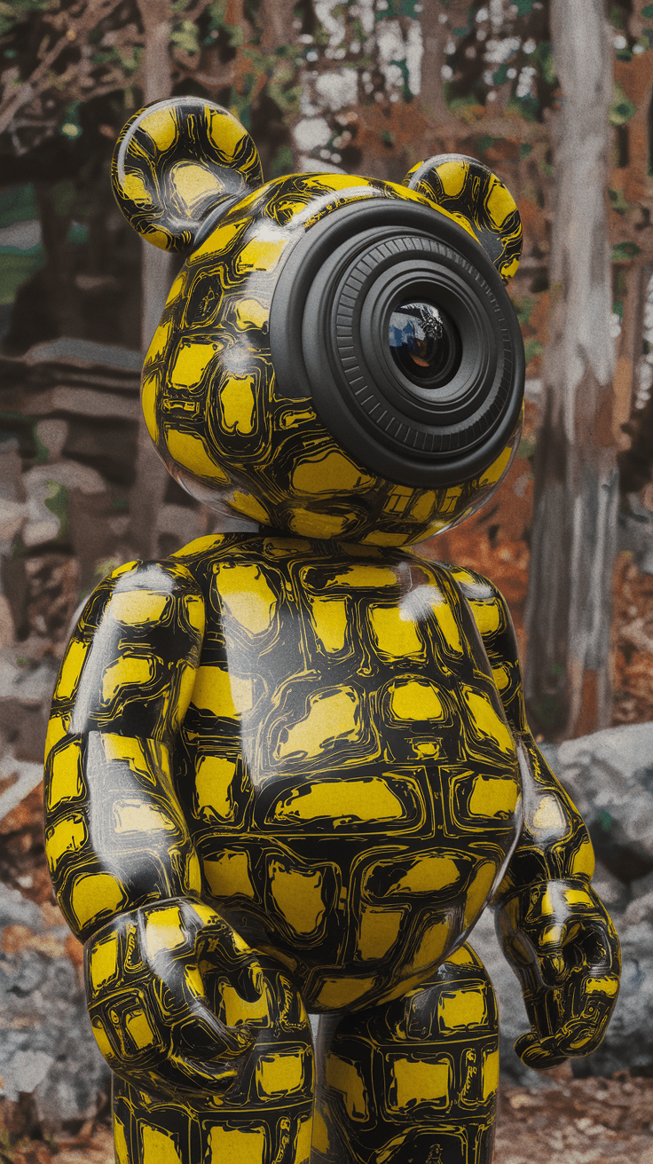 AI generated: a sculpeture of robotic bear, photorealism illuminating, high contrast and highlights, UHD --ar 9:16...