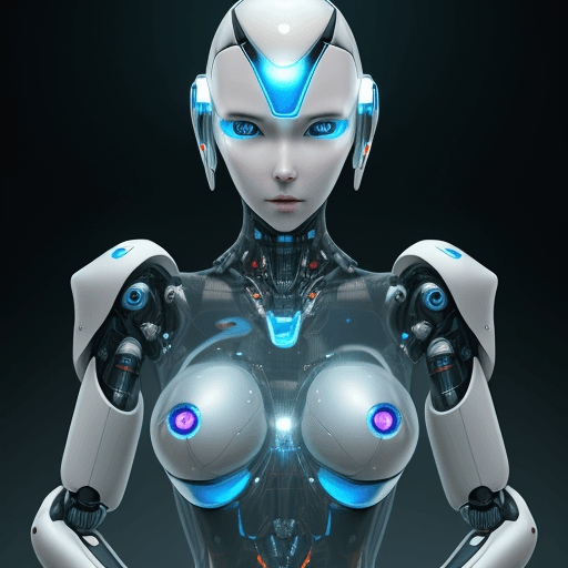 AI generated: Transparent Elegant Anime Futuristic Android Humanoid Robot, Cyberpunk Artificial Intelligence Movie...