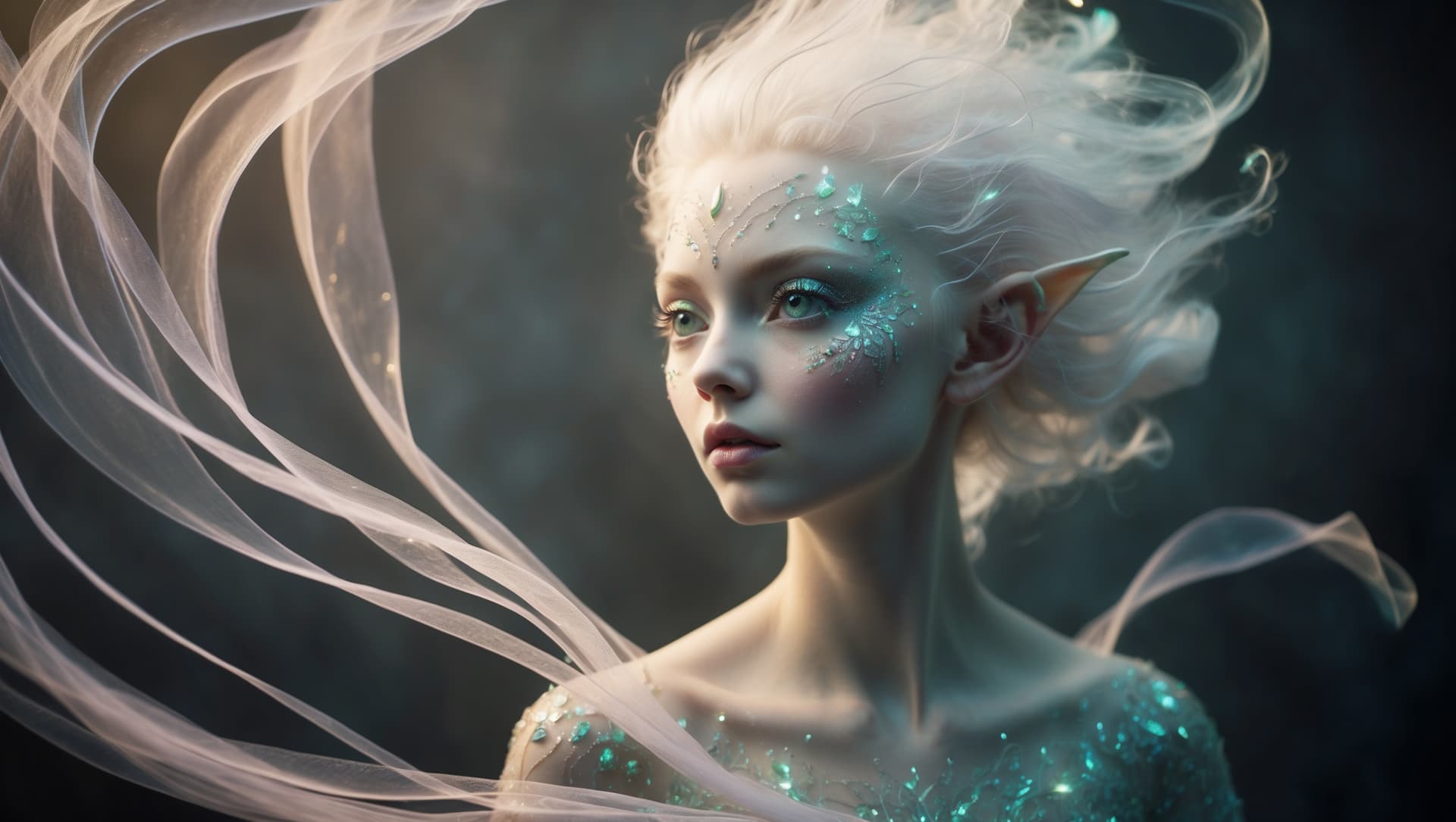 AI generated: A whimsically enchanting ethereal spirit, its translucent figure shimmering with otherworldly energy...
