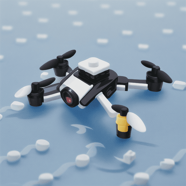 AI generated: High resolution photography, of  mini cute dron, with mini lego parts,minimalistic desing 8k,