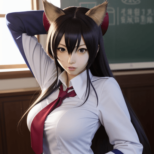 AI generated: Mai Natsume from BlazBlue, school uniform