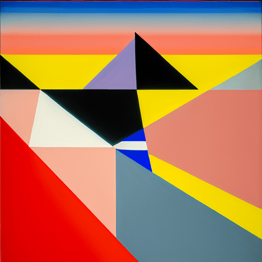 AI generated: Sophisticated, life and vivid Abstract landscape in a style of supremacism, Malevich, moving  wavy l...