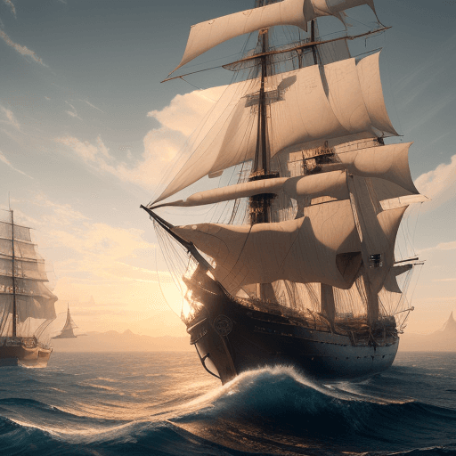 AI generated: Photo of a ultra realistic sailing ship, dramatic light, pale sunrise, cinematic lighting, battered,...