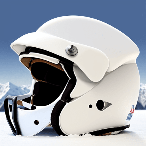 AI generated: Snowy mountain peaks in the shape of an a front view of a American football player's helmet