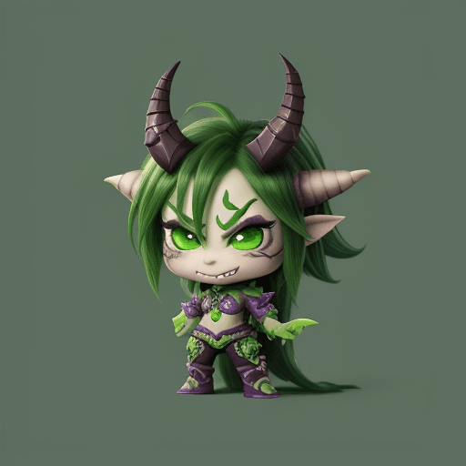 AI generated: Illidan character from Warcraft game, cute style, chibi style, ultra detailed, pixar design, 4k, uhd...