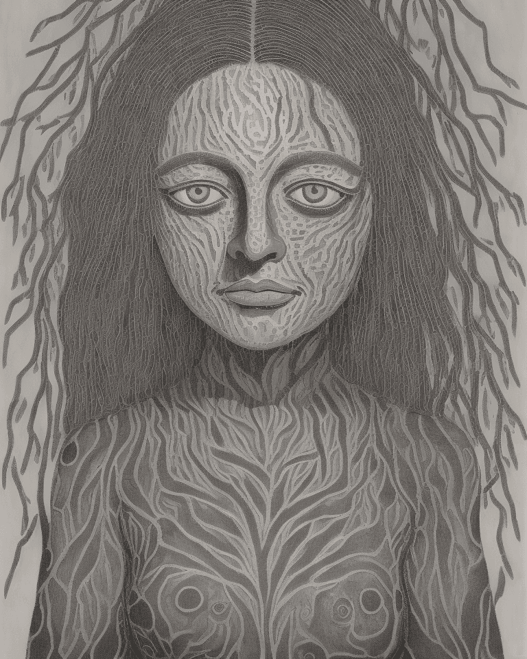 AI generated: Weeping Willow Woman  Paul Klee & mandelbrot josef cote Francis Picabia   every texture ever rendere...