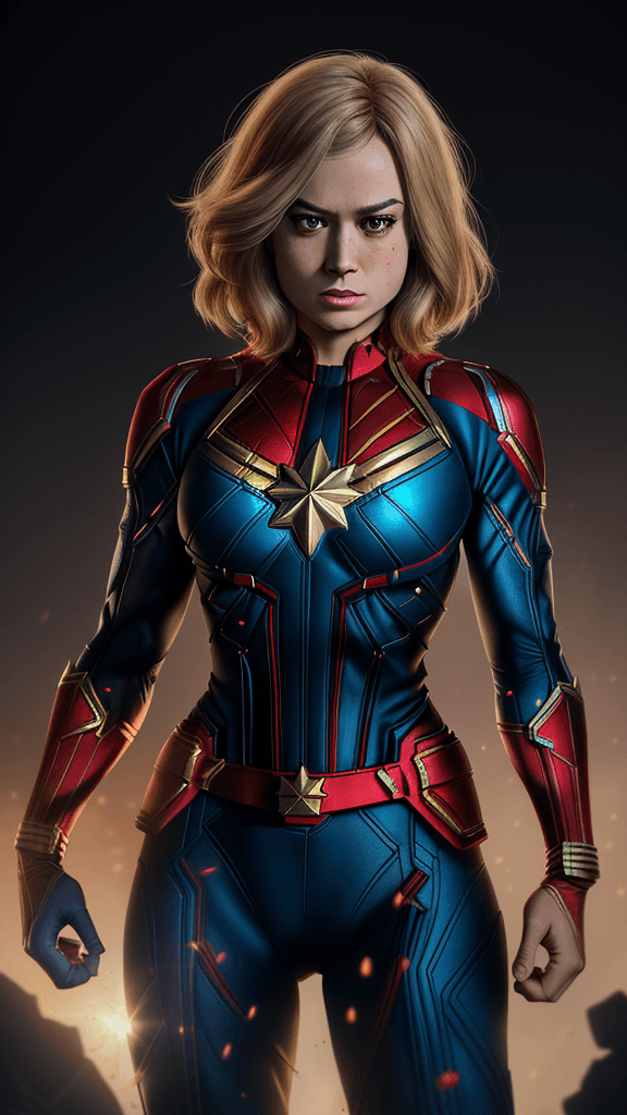 AI generated: Cut off head only(Captain Marvel) trophy, bloody world, unzoom, ultra detailed, ultra realistic, ult...