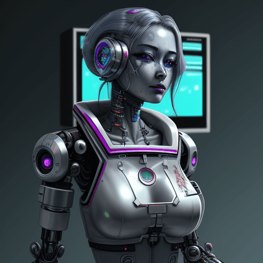 AI generated: cyberpunk robot nurse with metallic features
