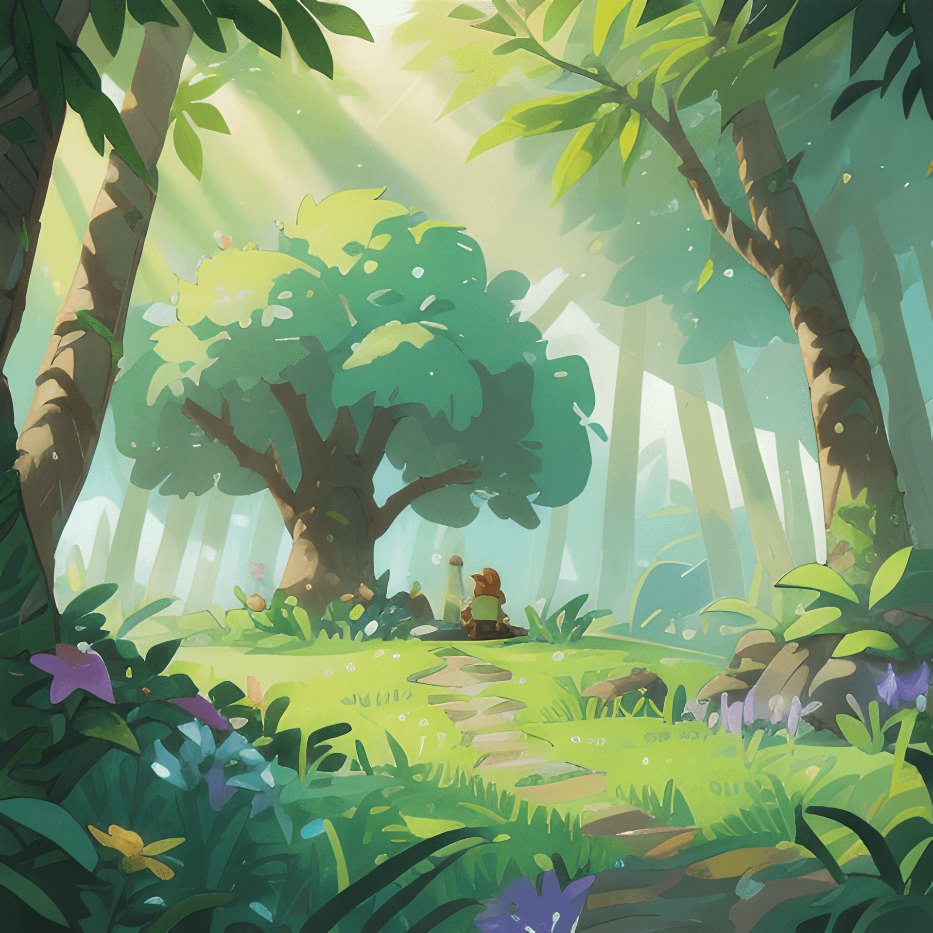 AI generated: masterpice,A beautiful jungle with lots of flowers ranbow landscape form zelda breath of the wild,so...