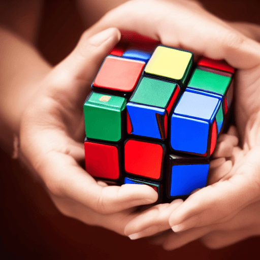 AI generated: hands using a rubiks cube, 8k
