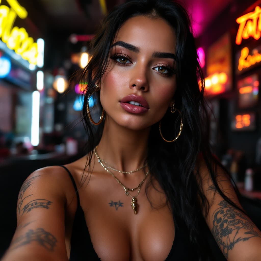 AI generated: HD iPhone selfie of a 24 year old tanned native Brazilian woman in Rio de Janeiro with beautiful fac...