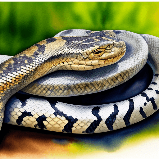 AI generated: Masterpiece, Best Quality, Watercolor African Rock Python Painting, dripping paint, sketchy . , 8k, ...