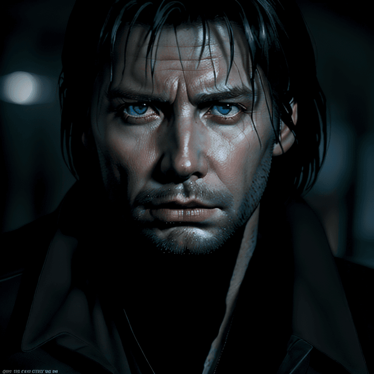 AI generated: eerie portrait poster of alan wake, alone in the dark, sharp focus, ultra photo realistic, 8k, by lu...