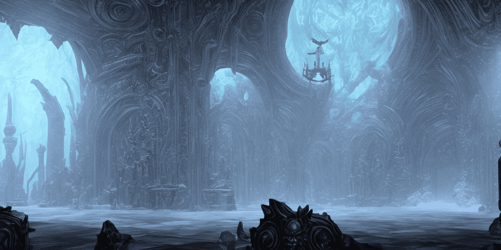 AI generated: Lich King's Throne Room, Realm of Undying Dominion. The scene unfolds within the heart of a forbiddi...