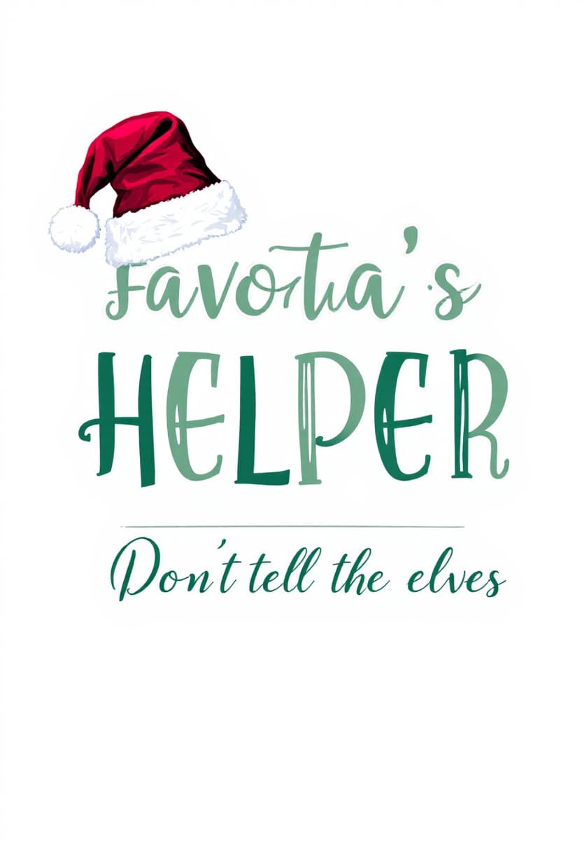 AI generated: 
"Santa’s Favorite Helper (Don’t Tell the Elves)"
Font: Whimsical script for “Santa’s Favorite Helpe...