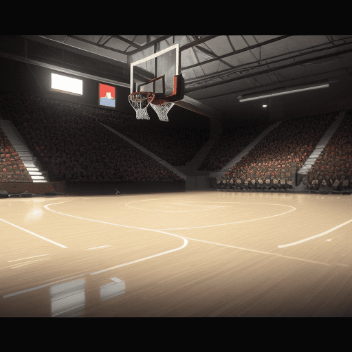 AI generated: high resolution 2d photo of a basketball field , 2d background , gaming , 4k , unreal engine 5 , fro...