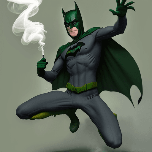 AI generated: we are seeing a lanky tall guy, in grey superhero tights suit, with green gloves and boots and green...