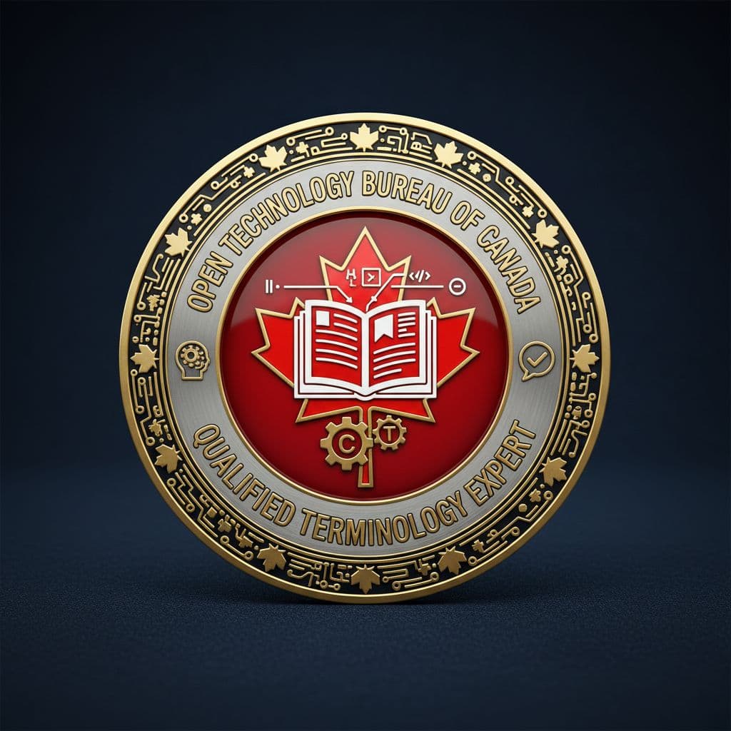 AI generated:  Create a professional badge that signifies a qualification from the Open Technology Bureau of Canad...
