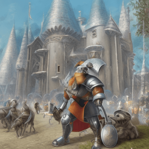 AI generated: hyperrealistic knight monkey during war in the middle age, he is sittin, in the background horses an...
