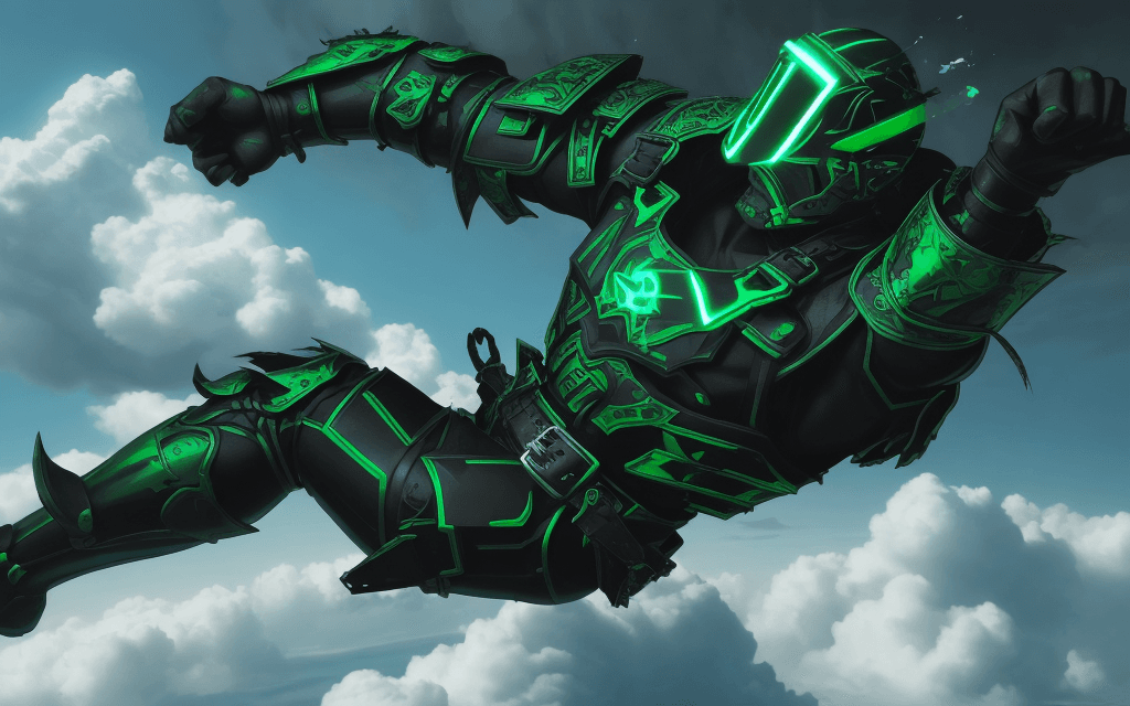AI generated: a brutal man warrior falling off a cloud, a cartoon, pixiv, neo-dada, screen capture, homicide, harn...