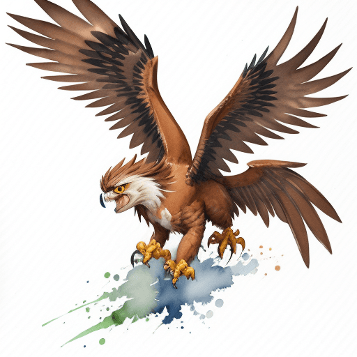 AI generated: action pose, watercolor, gryphon