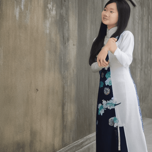 AI generated: Vietnamese girl is wearing Aodai with a rosa in hand