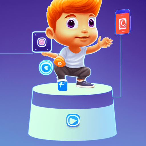 AI generated: Create a 3D illustration of an animated character boy sitting casually on top of a social media logo...
