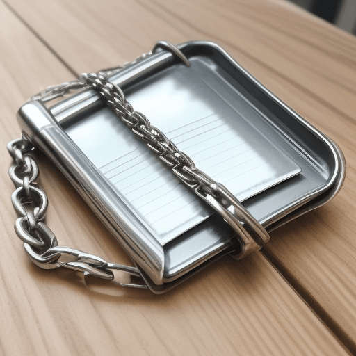 AI generated: Design a card holder assuming that we only have  stainless steel chain