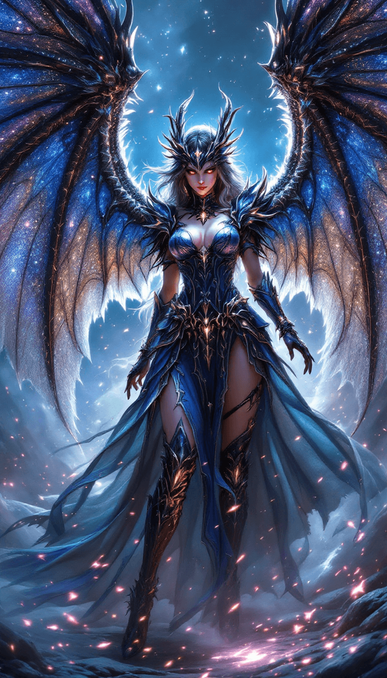 AI generated: final fantasy, babe, fantasy big beautifull dragon wings armor with extrem many dettails and accesor...
