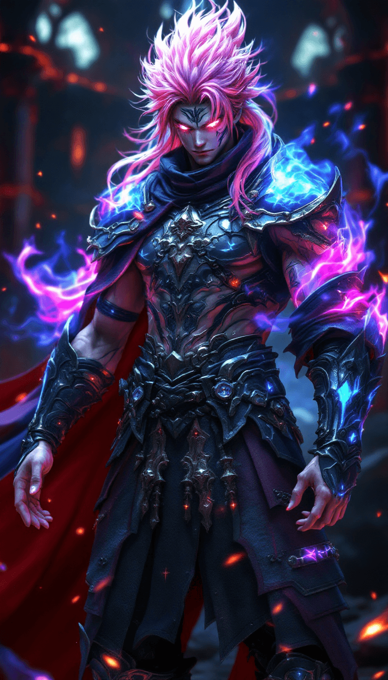 AI generated: final fantasy, male, warrior, fantasy big beautifull full body fantasy rpg armor with extrem many de...