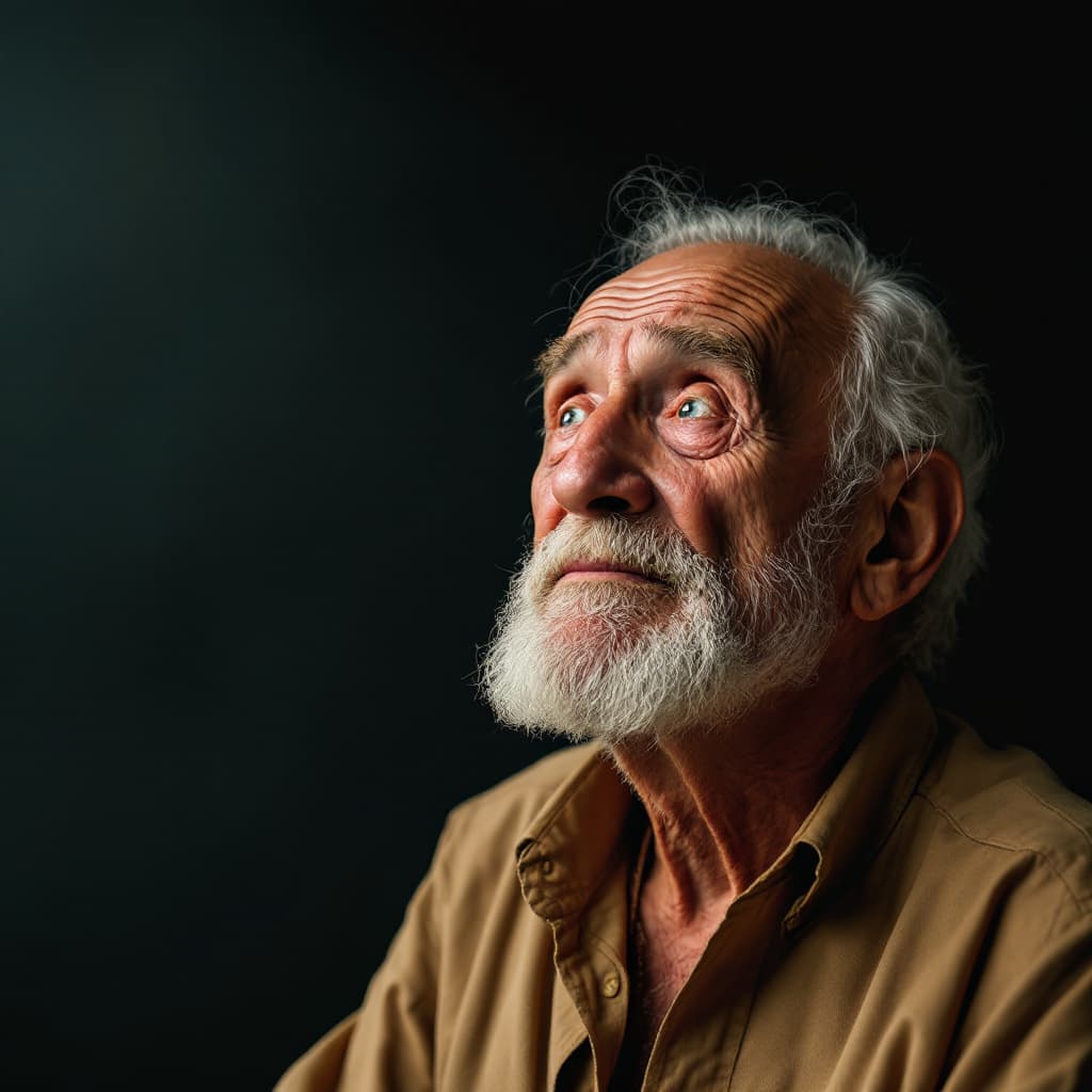 AI generated: old man asking GOD with tears in his eys