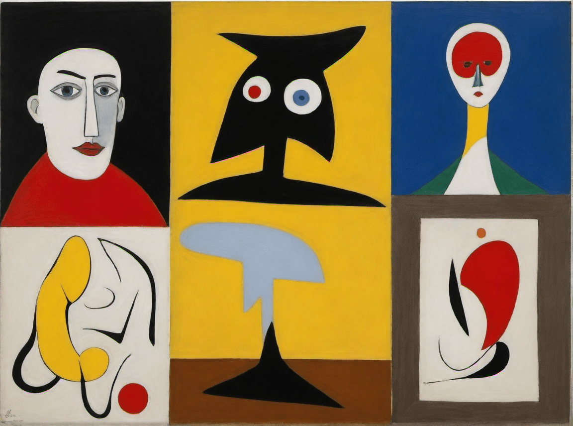 AI generated: an oil painting,(by Joan Miró:1.16), (by Willem de Kooning:1.41), (by Diego Velázquez:1.07)