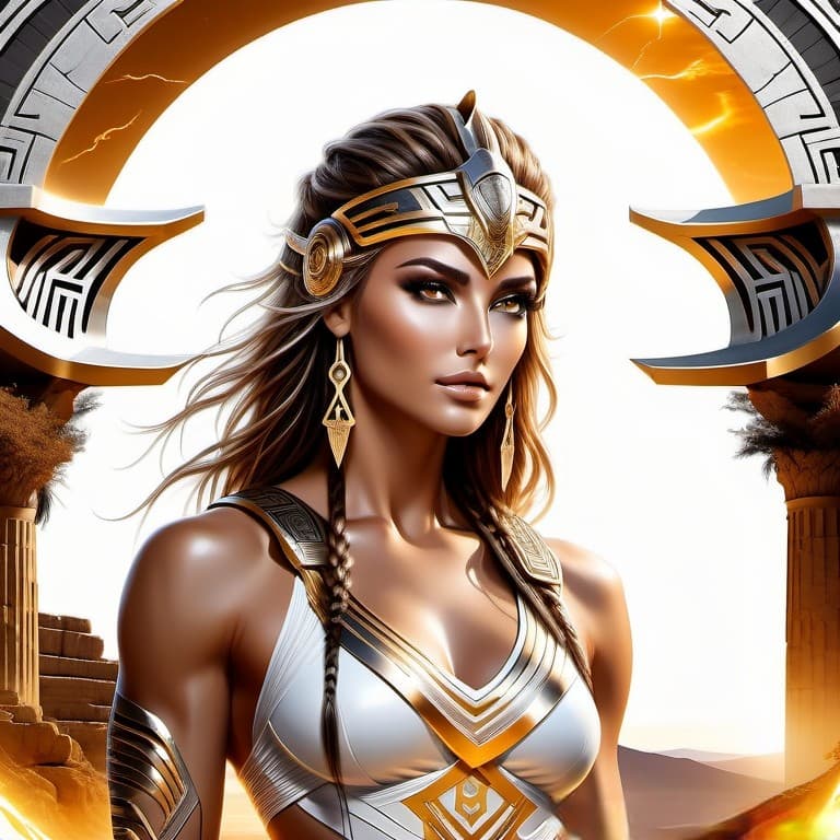 AI generated: A highly detailed portrait of a beautiful ancient greek goddess, greek mythology, paradise ancient r...