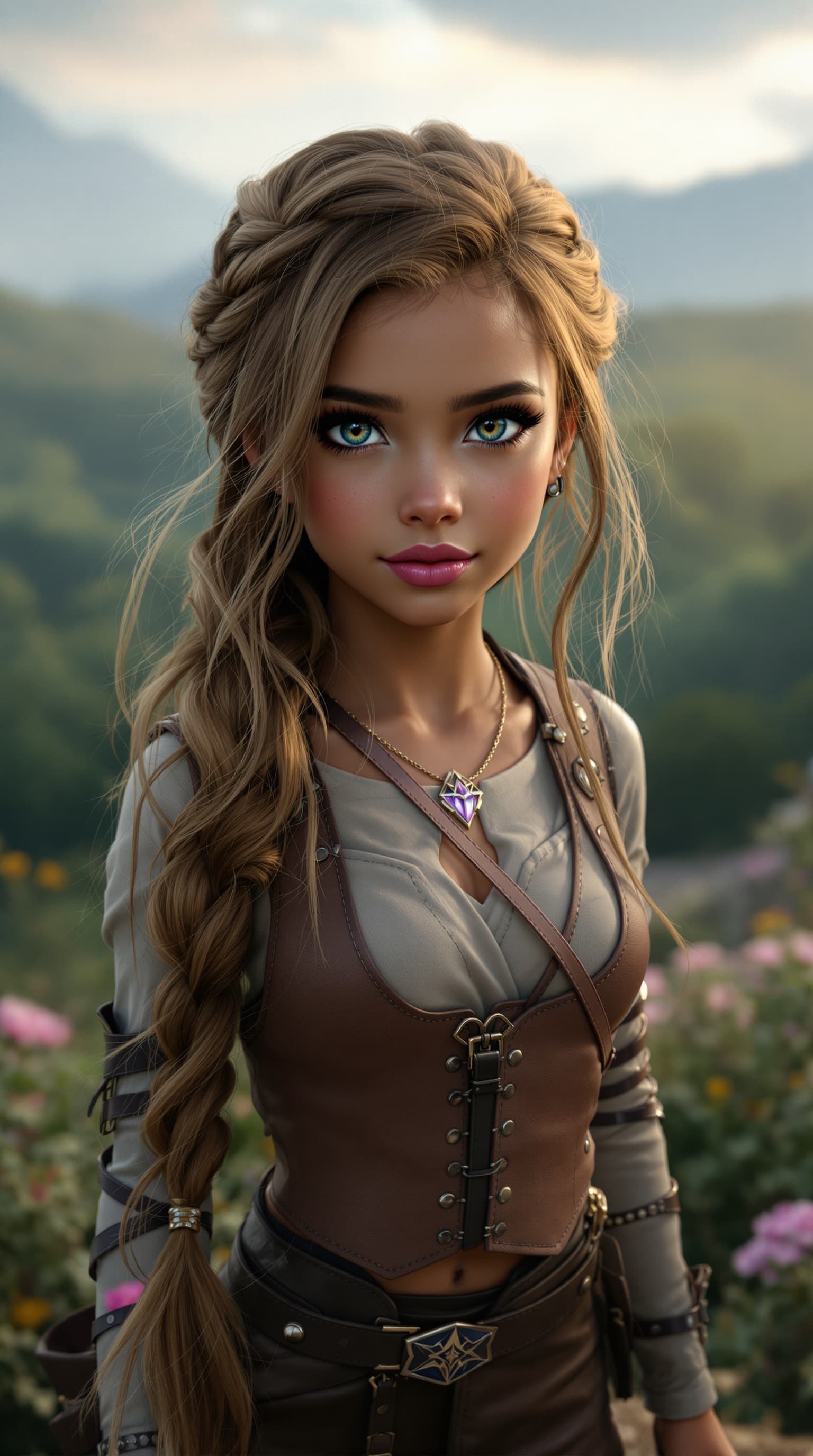 AI generated: A professional photograph showcasing Madison, the most beautiful second-grade girl in the world, ren...
