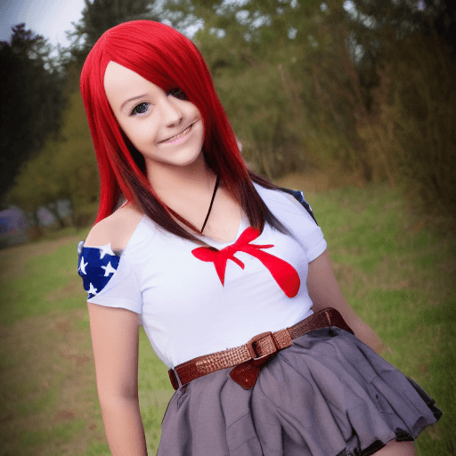 AI generated: cute american teenager petite shot of full body cosplay