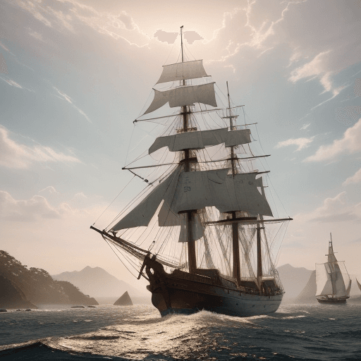 AI generated: Photo of a ultra realistic sailing ship, dramatic light, pale sunrise, cinematic lighting, battered,...