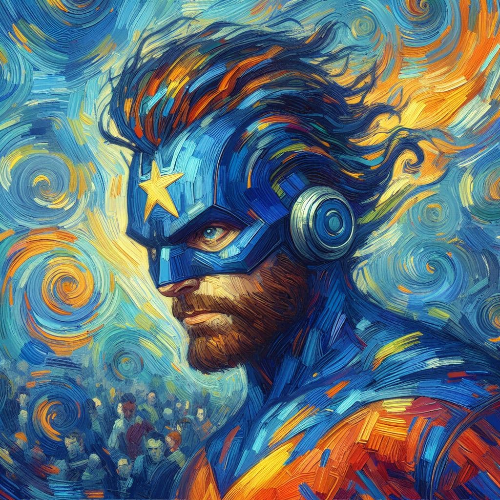 AI generated: A superhero in style of van Gogh