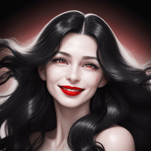 AI generated: A high-resolution photo of a home maker wife possessing long flowing black hair, (red lipstick), (sh...